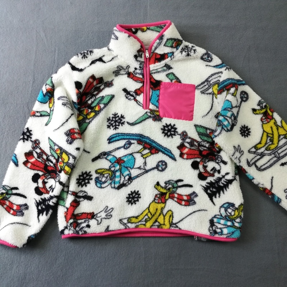 Mickey And Friends Disney Womens Sweatshirt 1/4 Zip Fleece Winter White XS